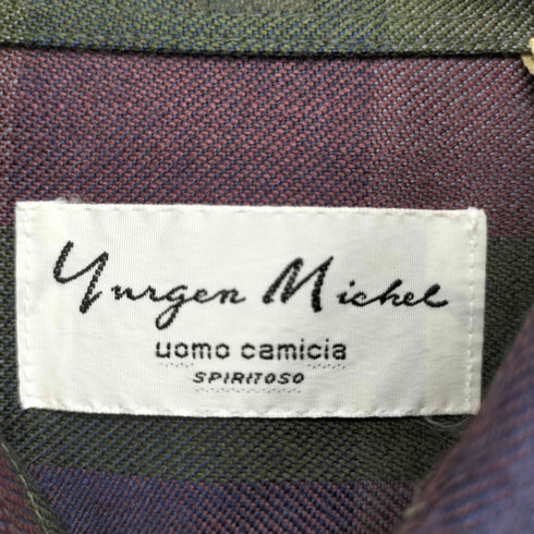 YURGEN MICHEL チェック柄 ウール混 長袖シャツ メンズ
