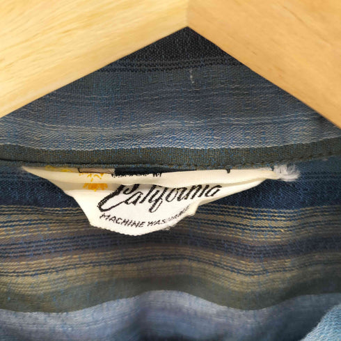 California 70S USA製 三角タグ グラデーション ストライプ 開襟 オープンカラー S/S ボックス シャツ vintage ヴィンテージ メンズ import:L