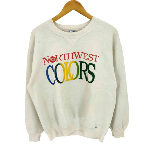 ラッセルアスレチック RUSSELL ATHLETIC 90s USA製 NORTHWEST COLORS ラバープリント 前V クルーネックスウェット メンズ import:L