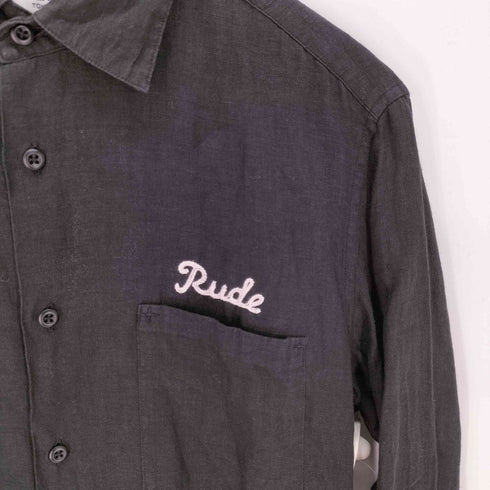ルードギャラリー RUDE GALLERY リネン100 ロゴ刺繍 L/S シャツ メンズ JPN:3