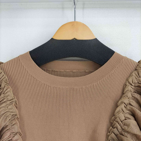 ザラ ZARA フリル袖 コントラストニット レディース import:L