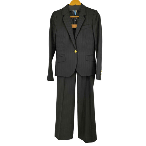 ザラ ZARA ピンストライプ 金ボタン 1B テーラードジャケット ストレートスラックス セットアップ レディース 36
