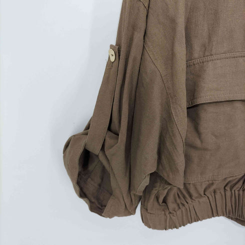 ザラ ZARA リネンレーヨン ボンバージャケット レディース import:L