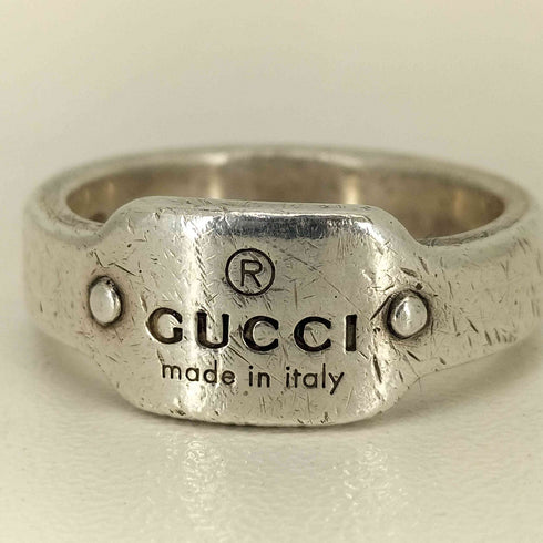 グッチ GUCCI 925刻印 ロゴシルバーリング メンズ 14号