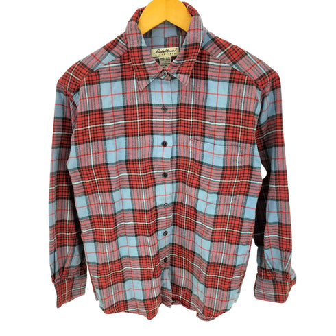 エディーバウアー Eddie Bauer 90s 白タグ タータンチェック シングルポケット L/S ネルシャツ レディース import:L