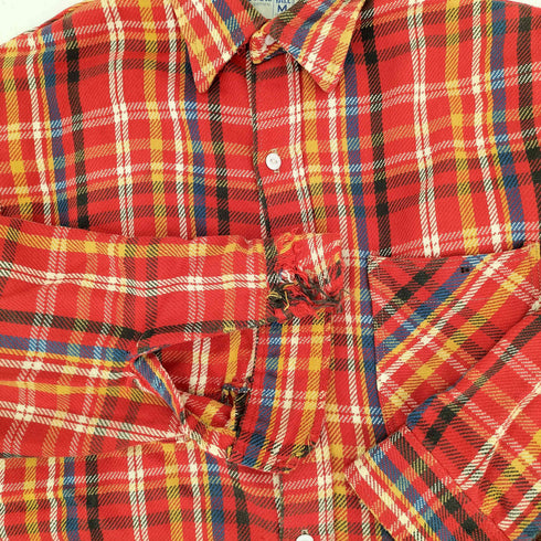 ビッグマック BIG MAC 70s 単タグ マドラスチェック フロントダブルポケット L/S フランネルシャツ メンズ import:M