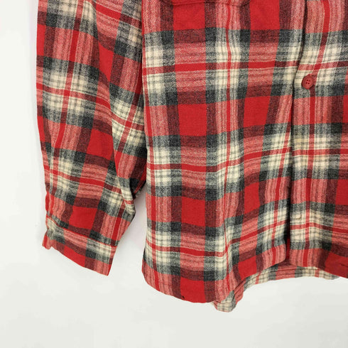 ペニーズタウンクラフト PENNEYS TOWNCRAFT 50s~60s Pタグ チェック ウールナイロン L/S オープンカラーシャツ メンズ import:M