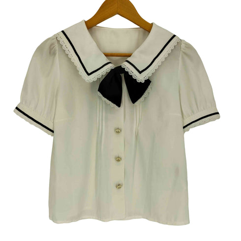 SecretHoney レース リボン付き セーラー シャツ ブラウス レディース JPN:2