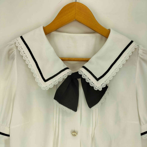 SecretHoney レース リボン付き セーラー シャツ ブラウス レディース JPN:2