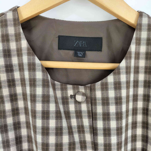ザラ ZARA チェック柄フィットトップベスト レディース import:L