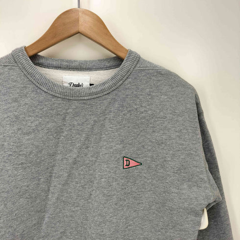 ドレイクス Drakes Grey Cotton Jersey Flag Motif Sweatshirt ロゴ クルーネック スウェット レディース DE:36