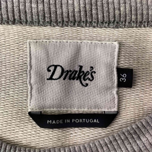 ドレイクス Drakes Grey Cotton Jersey Flag Motif Sweatshirt ロゴ クルーネック スウェット レディース DE:36