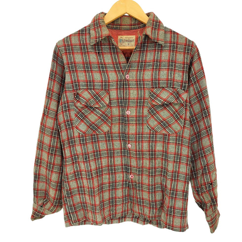 ペニーズタウンクラフト PENNEYS TOWNCRAFT 50s~60s Pタグ チェック フロントダブルフラップポケット L/S オープンカラーシャツ メンズ import:S