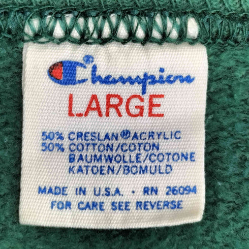 チャンピオン Champion 80s USA製 トリコタグ カレッジ フロッキープリント ラグラン クルーネックスウェット メンズ import:L