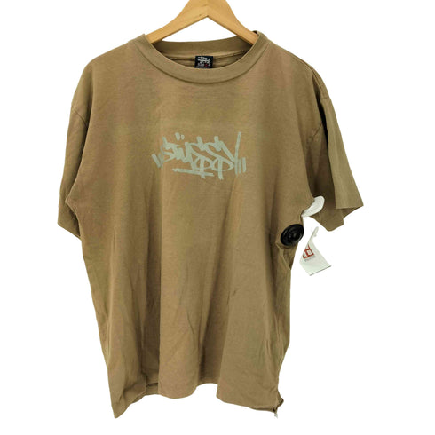 ステューシー Stussy 90S 紺タグ OLD USA製 ショーンフォント ロゴ プリント Tシャツ 裾袖シングル メンズ import:S