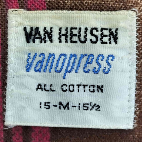 ヴァンヒューゼン VAN HEUSEN 60s vanopressタグ マドラスチェック フロントダブルフラップポケット L/S オープンカラーシャツ メンズ import:M