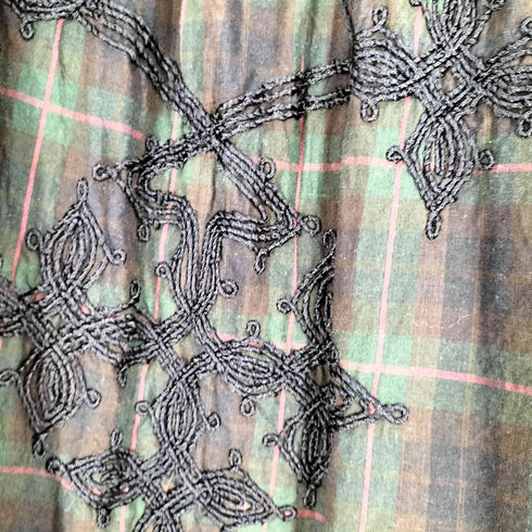 CYNTHIA タータンチェック 刺繍 クルーネックブラウス レディース JPN:M