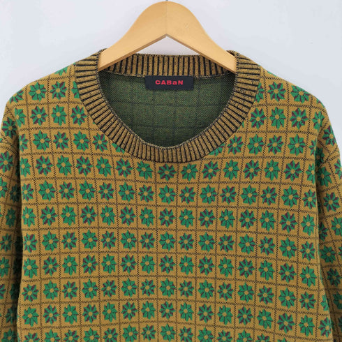 キャバン CABaN 21AW コットンカシミヤ フラワータイルジャカード クルーネックプルオーバー メンズ import:M