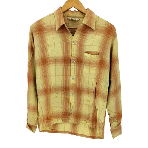 Da Vinci 60s チェック シングルポケット L/S オープンカラーシャツ メンズ import:M