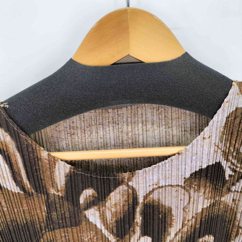 プリーツプリーズイッセイミヤケ PLEATS PLEASE ISSEY MIYAKE プリーツ 花 鯉 和柄 ノースリーブワンピース レディース JPN:3