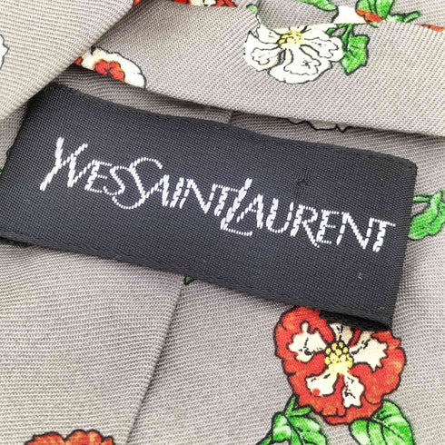 イヴサンローラン Yves Saint Laurent フラワープリント シルク ネクタイ メンズ