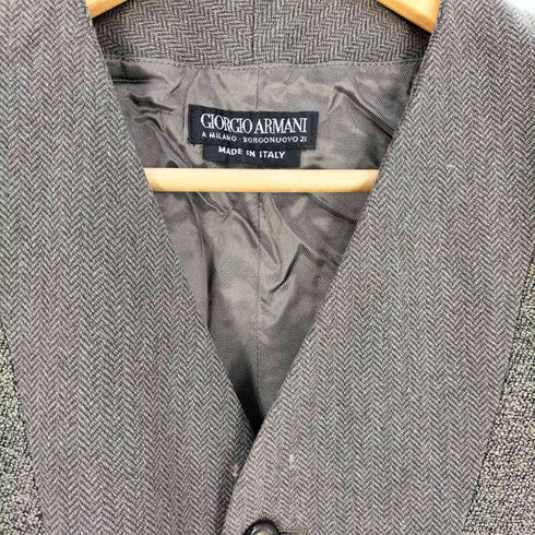 ジョルジオアルマーニ Giorgio Armani 80~90s Silet Uomo イタリア製 ヘリンボーン 異素材切替 ベスト メンズ