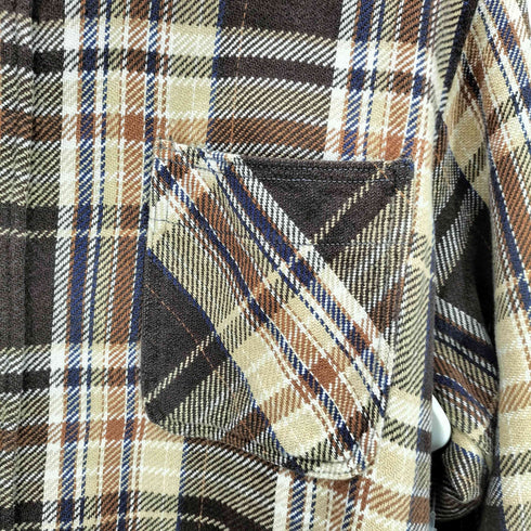 ビッグマック BIG MAC 70S 単色タグ L/S ヘビー フランネル チェック ネル シャツ ヘビネル メンズ import:M