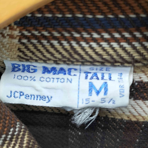 ビッグマック BIG MAC 70S 単色タグ L/S ヘビー フランネル チェック ネル シャツ ヘビネル メンズ import:M