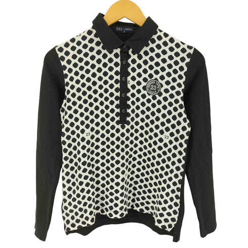 ニジュウサンク 23区 GOLF ドット柄 切替デザインL/S ポロシャツ レディース JPN:L