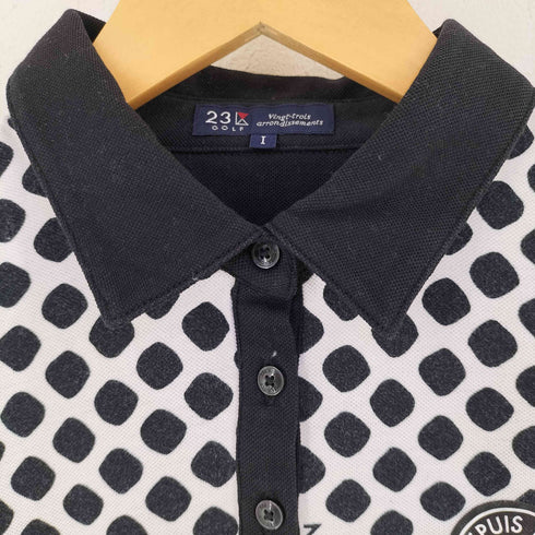 ニジュウサンク 23区 GOLF ドット柄 切替デザインL/S ポロシャツ レディース JPN:L