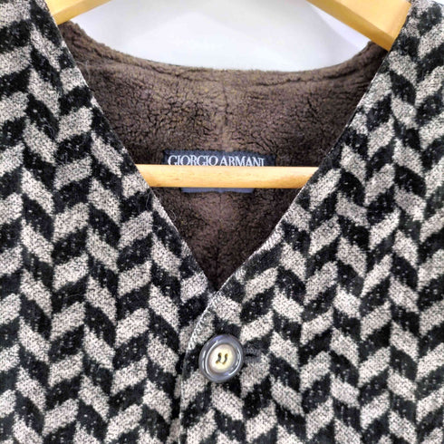 ジョルジオアルマーニ Giorgio Armani 80~90S Gilet Uomo イタリア製 裏地フリース 総柄 ボタンベスト メンズ JPN:48