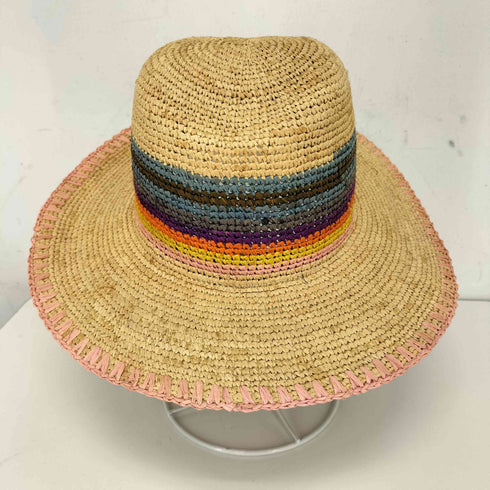 ポールスミス Paul Smith MADE IN ITALY ストライプラフィアハット レディース M