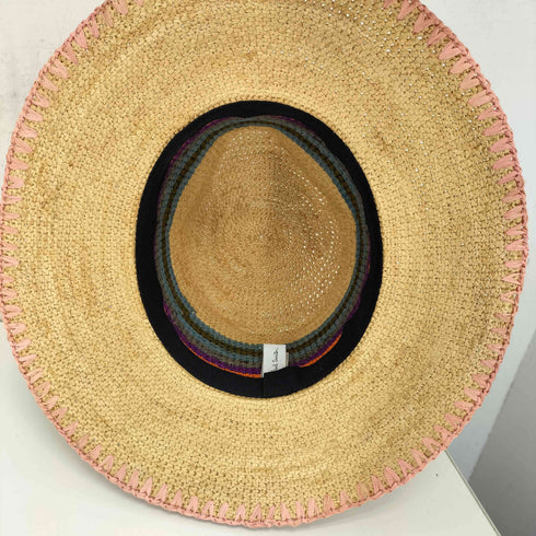 ポールスミス Paul Smith MADE IN ITALY ストライプラフィアハット レディース M