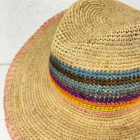 ポールスミス Paul Smith MADE IN ITALY ストライプラフィアハット レディース M