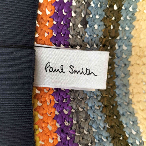 ポールスミス Paul Smith MADE IN ITALY ストライプラフィアハット レディース M
