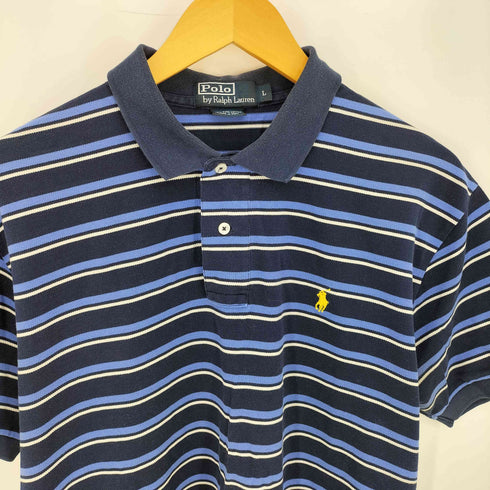 ポロバイラルフローレン Polo by RALPH LAUREN 90s~00s ペルー製 ポニー刺繍 ボーダー S/S ポロシャツ メンズ import:L