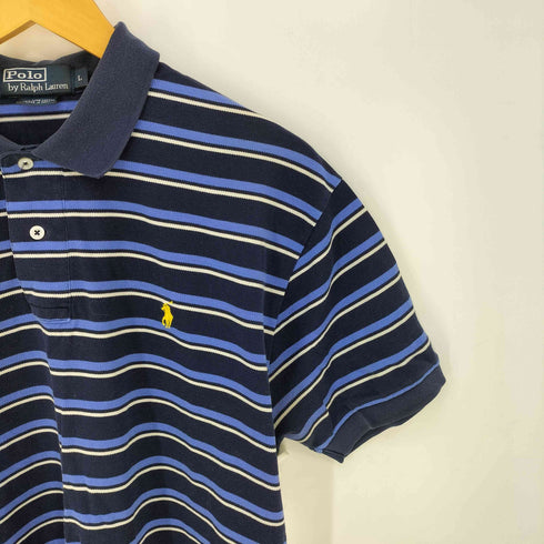 ポロバイラルフローレン Polo by RALPH LAUREN 90s~00s ペルー製 ポニー刺繍 ボーダー S/S ポロシャツ メンズ import:L