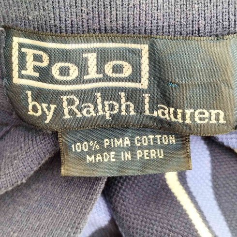 ポロバイラルフローレン Polo by RALPH LAUREN 90s~00s ペルー製 ポニー刺繍 ボーダー S/S ポロシャツ メンズ import:L