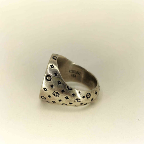 グラッドハンド GLADHAND FAMILY CREST & PLAIN STERLING 総柄 シグネットリング メンズ 10