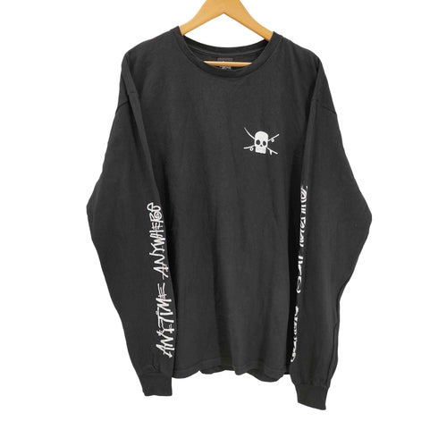 ステューシー Stussy × HEEL BRUSE ヒール ブルース コラボ スカル ショーンフォント 両面 袖 プリント L/S カットソー Tシャツ ロンT メンズ import:XL