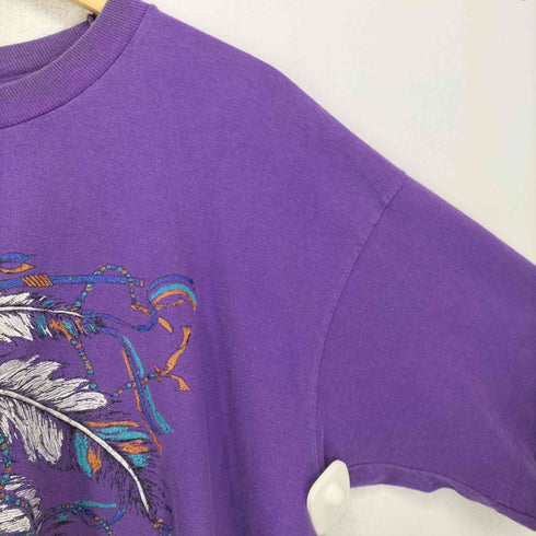 90S シングルステッチ ネイティブアメリカン刺繍 半袖Tシャツ カットソー メンズ