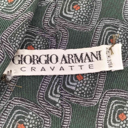 ジョルジオアルマーニ Giorgio Armani イタリア製 白タグ 幾何学柄 シルク ネクタイ メンズ