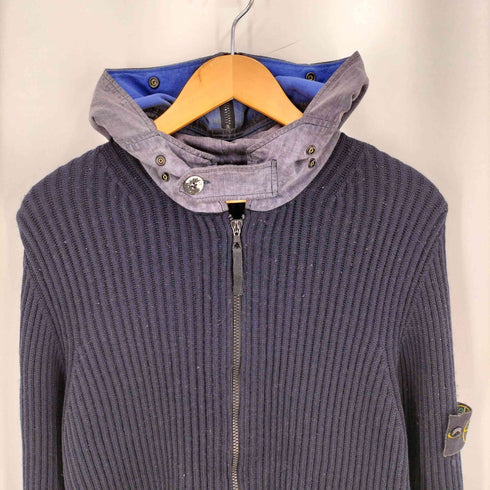 ストーンアイランド STONE ISLAND 09aw イタリア製 チンスト付 フード切替 ニットジップアップフーディー メンズ import:M