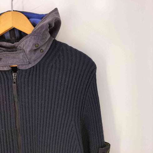 ストーンアイランド STONE ISLAND 09aw イタリア製 チンスト付 フード切替 ニットジップアップフーディー メンズ import:M