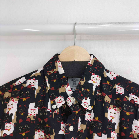THE SHARKEYS GALLERY 招き猫 S/S ボタンダウンシャツ レディース JPN:M