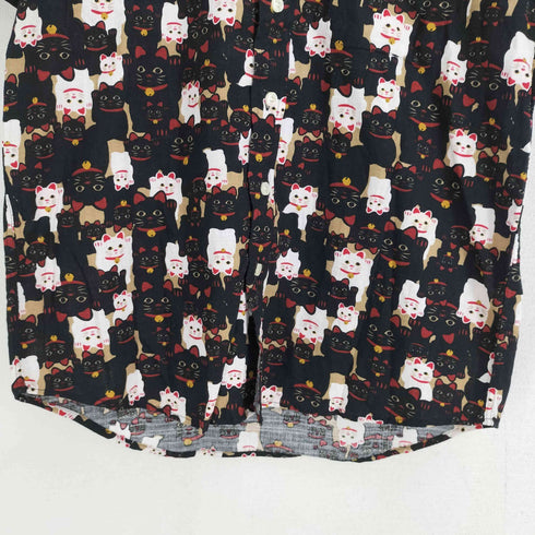 THE SHARKEYS GALLERY 招き猫 S/S ボタンダウンシャツ レディース JPN:M