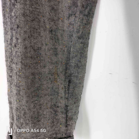 コムデギャルソンオムプリュス COMME des GARCONS HOMME PLUS 90S AD1994 94AW 縮絨期 製品染め 加工 麻 リネン ウール ネップ 混紡 ヘリンボーン ストライプ ステッチ 2タック スラックス パンツ 裾ダブル archive アーカイブ メンズ JPN:S