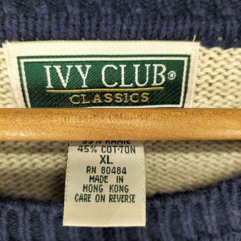 IVY CLUB CLASSICS コットンリネン ストライプニット メンズ XL