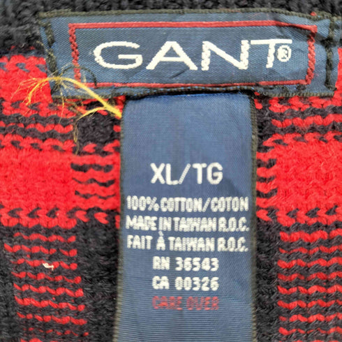 ガント GANT ロゴ刺繍チェック柄コットンニット メンズ XL