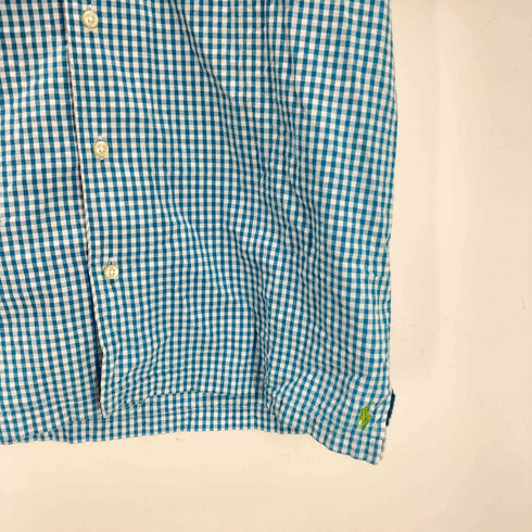 ポロラルフローレン POLO RALPH LAUREN 裾ポニー 刺繍 コットン シアサッカー 開襟 オープンカラー S/S シャツ メンズ import:XL